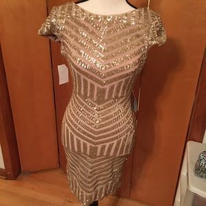 Dress the Population gold sequin cocktail NEW